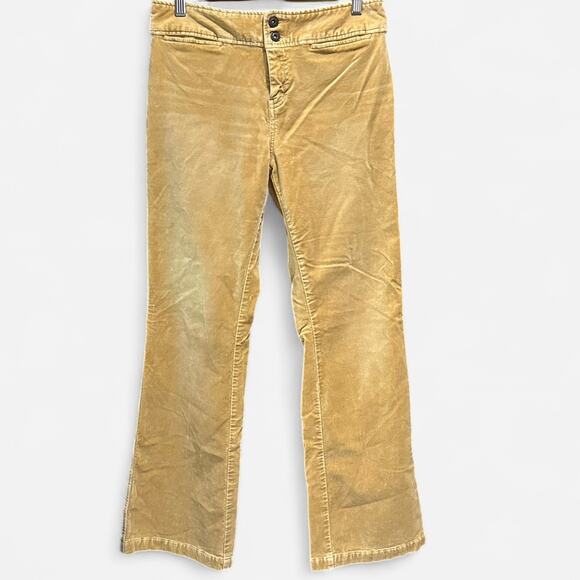 Y2K Express Gold Velvet Bootcut Pants Size 10 Boho Classic Heritage Preppy - Picture 2 of 10